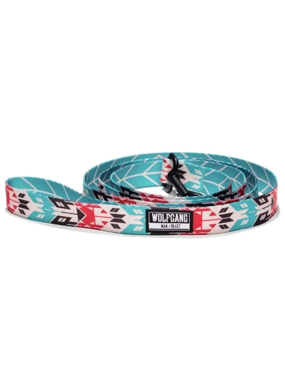 (RG) Wolfgang Man & Beast FurTrader Dog Leash 1” x 6’ Teal Tribal Print